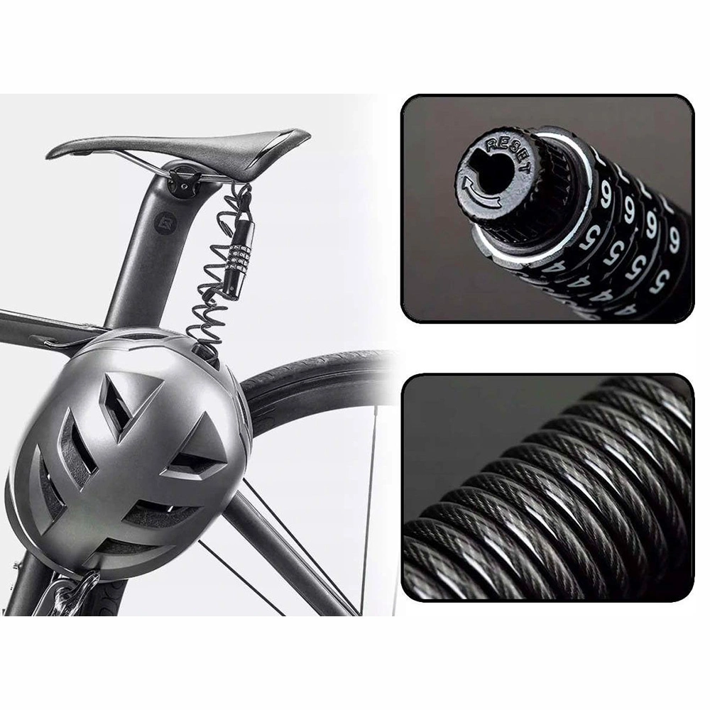 Rockbros T609 bicycle lock su 1.5 m combination – juodos spalvos