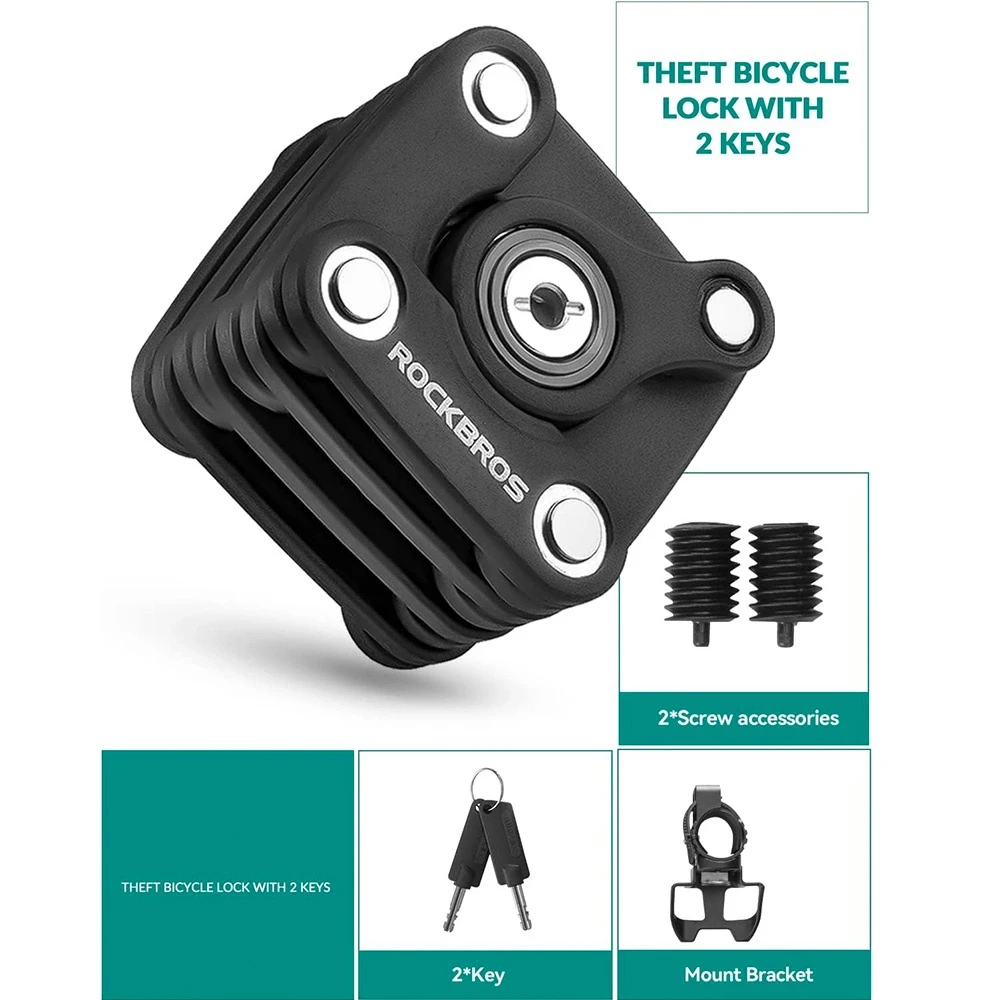 Rockbros WD795 foldable bicycle lock – juodas