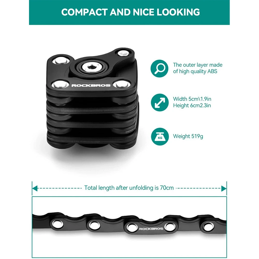 Rockbros WD795 foldable bicycle lock – juodas