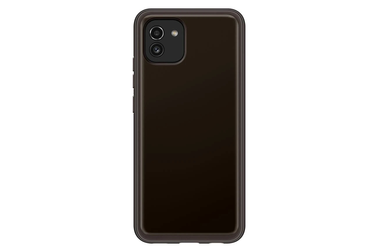 Dėklas Samsung minkštas skaidrus dangtelis, skirtas Samsung Galaxy A03 juodas (EF-QA036TBEGEU)
