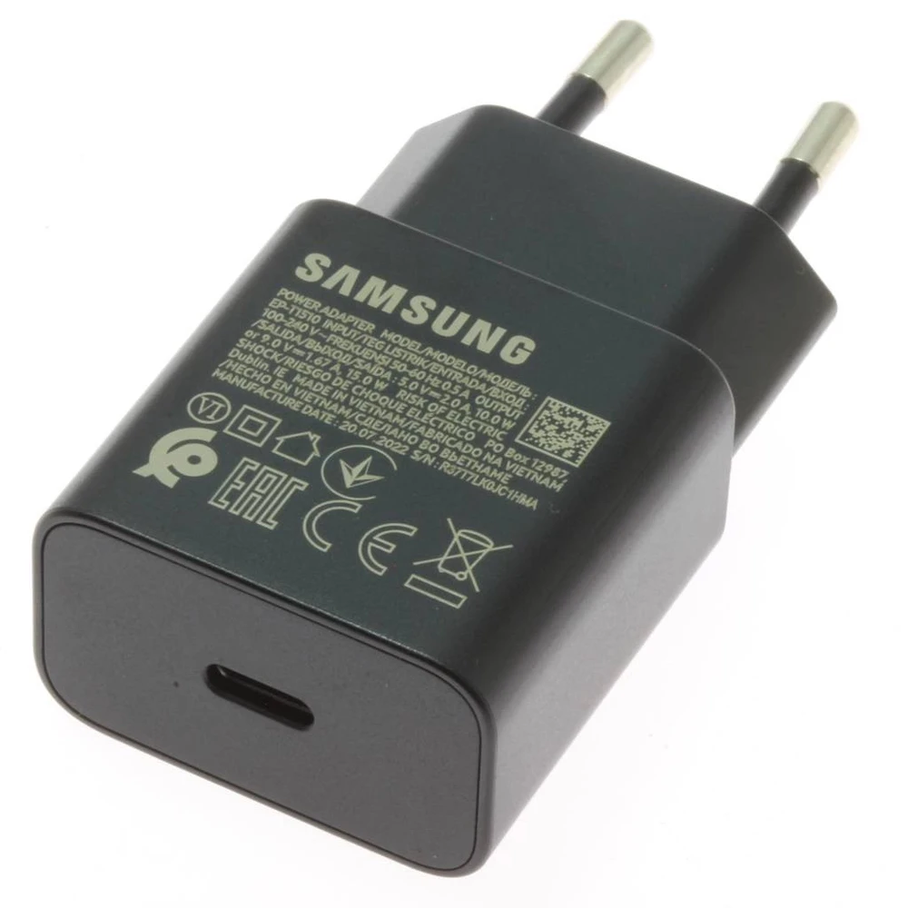 112803 EP-T1510EBE Samsung USB-C 15W kelioninis įkroviklis juodos spalvos (OOB Bulk)