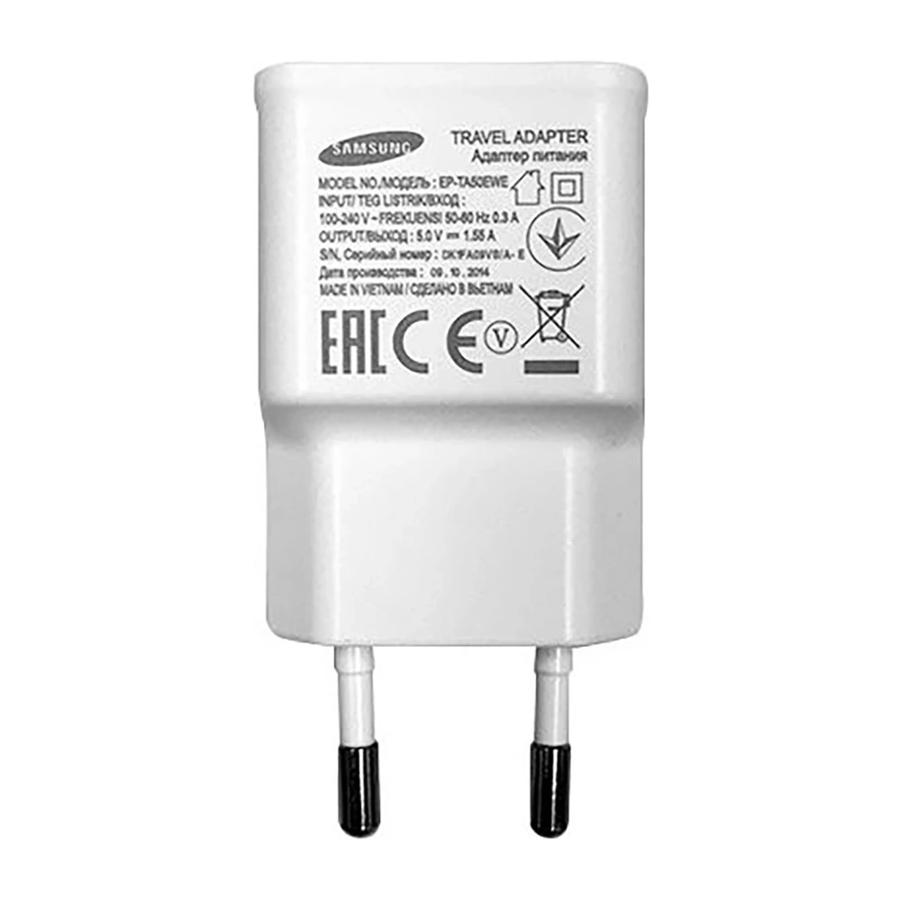 112803 EP-TA50EWE + ECB-DU4AWE Samsung 8W kelioninis įkroviklis + microUSB Data kabelis baltos spalvos (OOB Bulk)