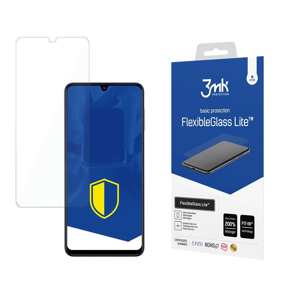 3MK Samsung Galaxy A22 4G FG Lite Neskilinėjanti konstrukcija. Ekrano stiprinimas iki 200%. Tik 0,16 mm storio. Lengvas surinkimas