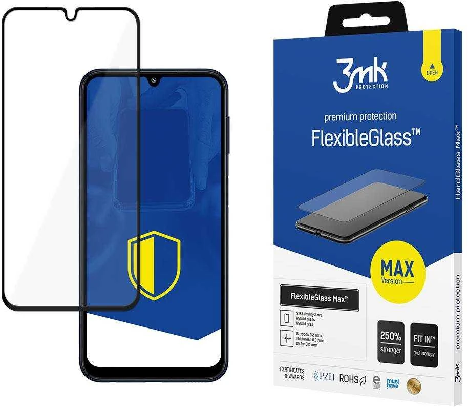 3MK FlexibleGlass Max Samsung Galaxy M34 M346 5G juodas, hibridinis stiklas su sustiprintais kraštais