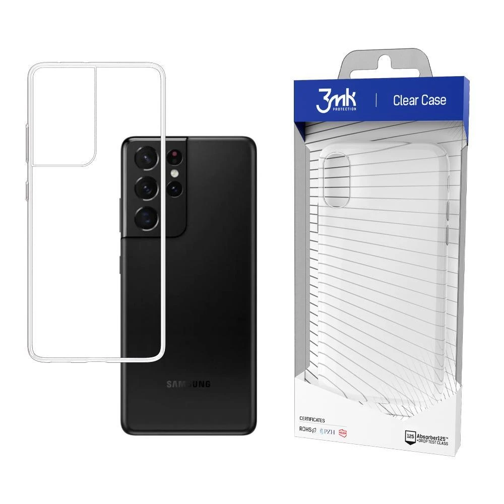 3MK ClearCase Samsung, Galaxy S21 Ultra, TPU, skaidrus, skaidrus telefono dėklas