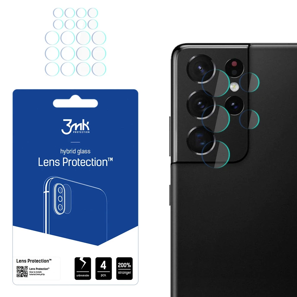 LCD apsauginė plėvelė kamerai 3MK Hybrid Glass Lens Samsung G998 S21 Ultra