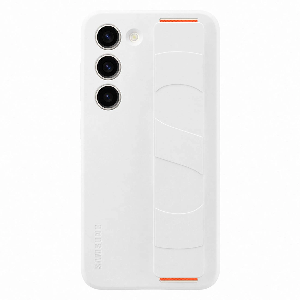 Dėklas Samsung Galaxy S23 silikoninis rankenos dangtelis Baltas