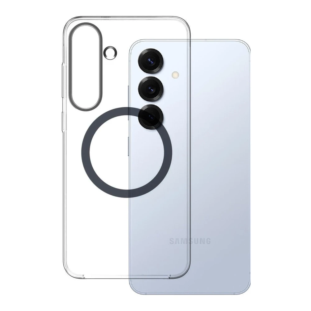 Dėklas Spigen „Samsung Galaxy S25“ skaidrus magnetinis dangtelis, skaidrus