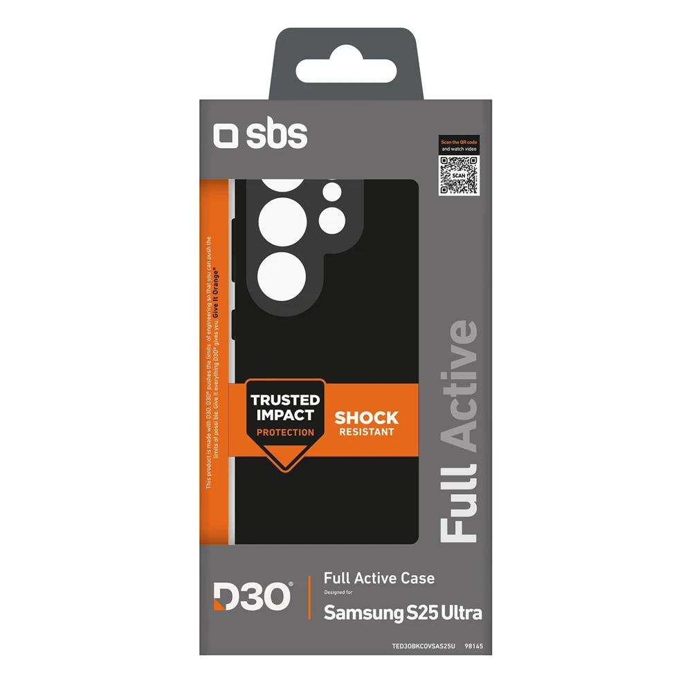 SBS D3O Samsung Galaxy S25 Ultra – dėklas telefonui juodos spalvos