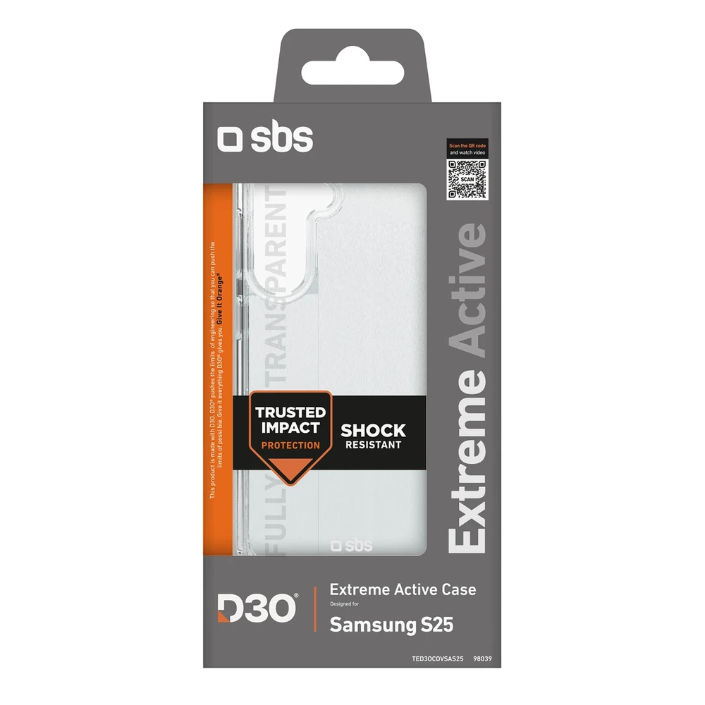 SBS D3O Samsung Galaxy S25 – dėklas telefonui skaidrus