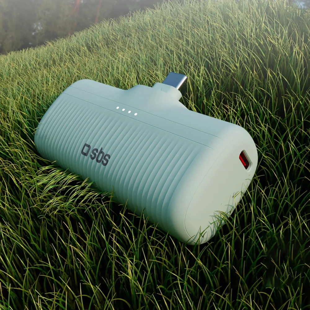 SBS EcoPower 5000 mAh 10W išorinė baterija su integruotu USB-C prievadu - Žalias