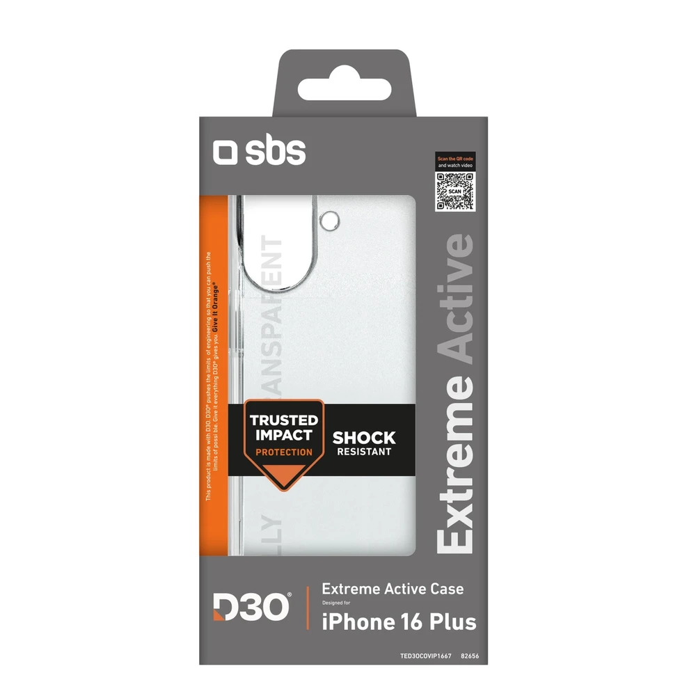 SBS Extreme Active D3O Apple iPhone 16 Plus – dėklas telefonui skaidrus
