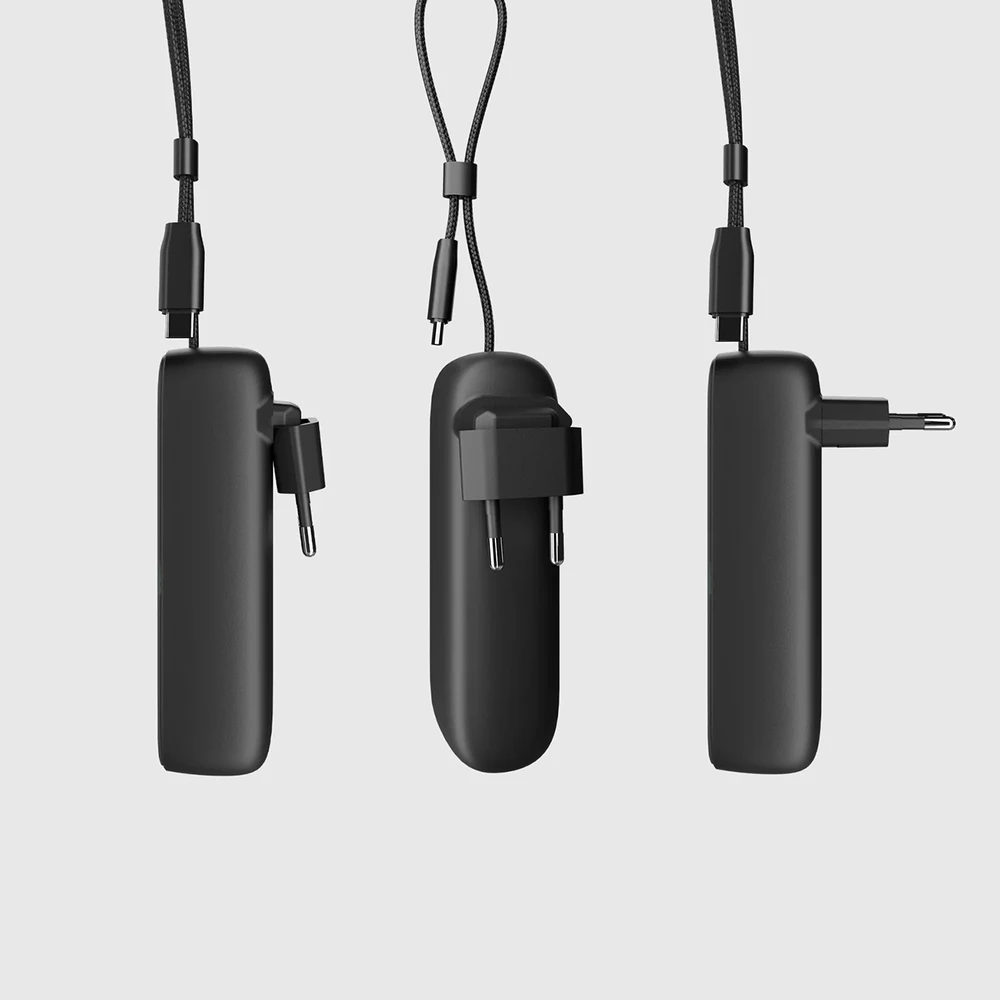 SBS Hybrid PD 20W 5000mAh išorinė baterija su įmontuotu laidu ir sulankstomu kištuku - Juodas
