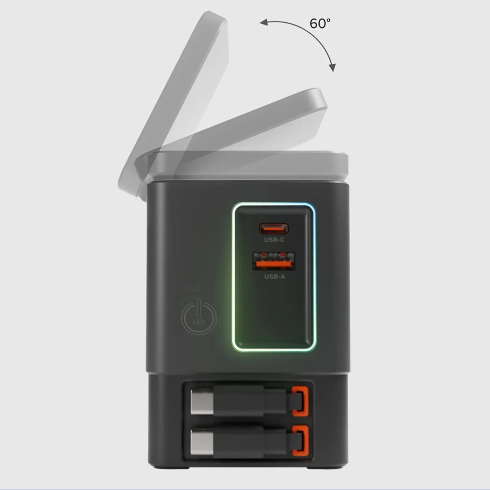 „SBS“ įkroviklis 6 viename su „MagSafe“, stovu ir USB-C laidais, 65 W – Juodas