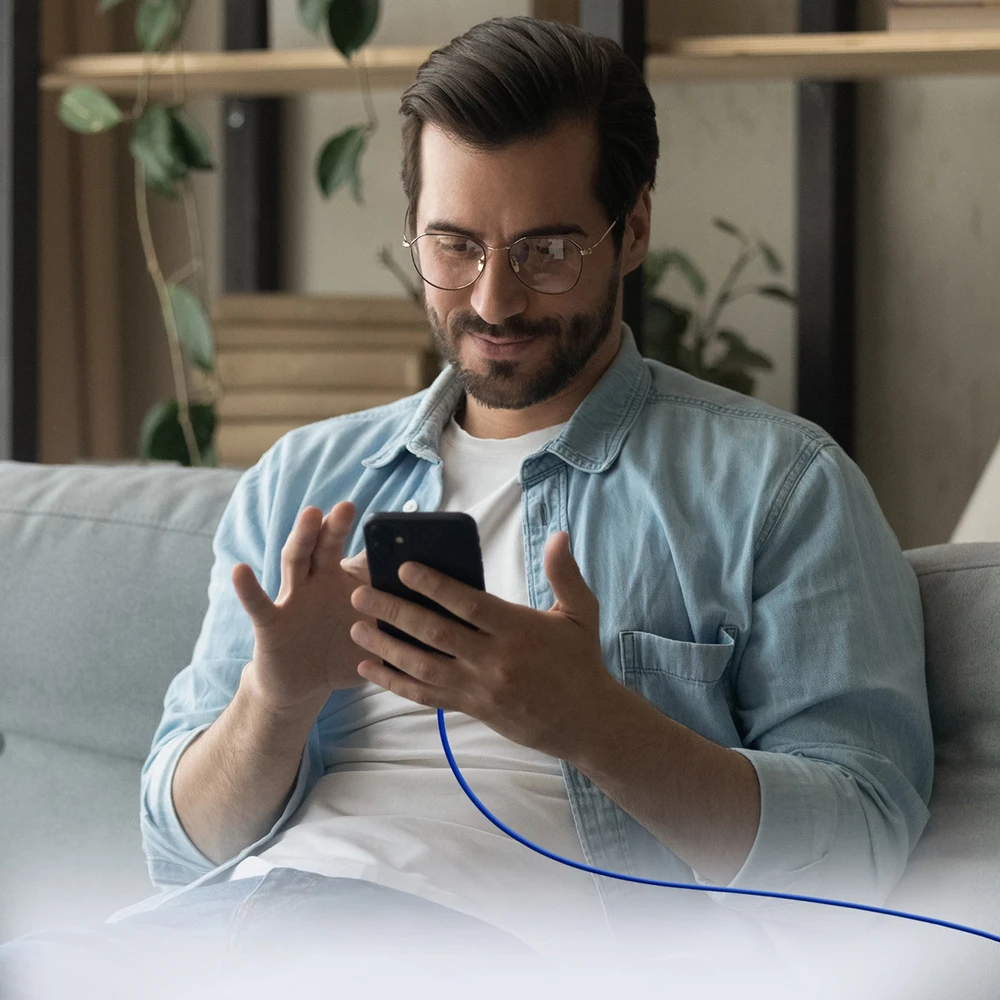 SBS TECABLETISSUETCCB USB-C – USB-C 1.5m 60W pintas kabelis – mėlynos spalvos