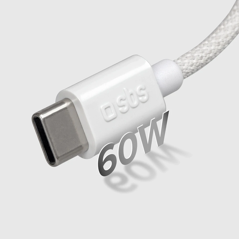 SBS TECABLETISSUETCCG USB-C – USB-C 1.5m 60W pintas kabelis – pilkos spalvos