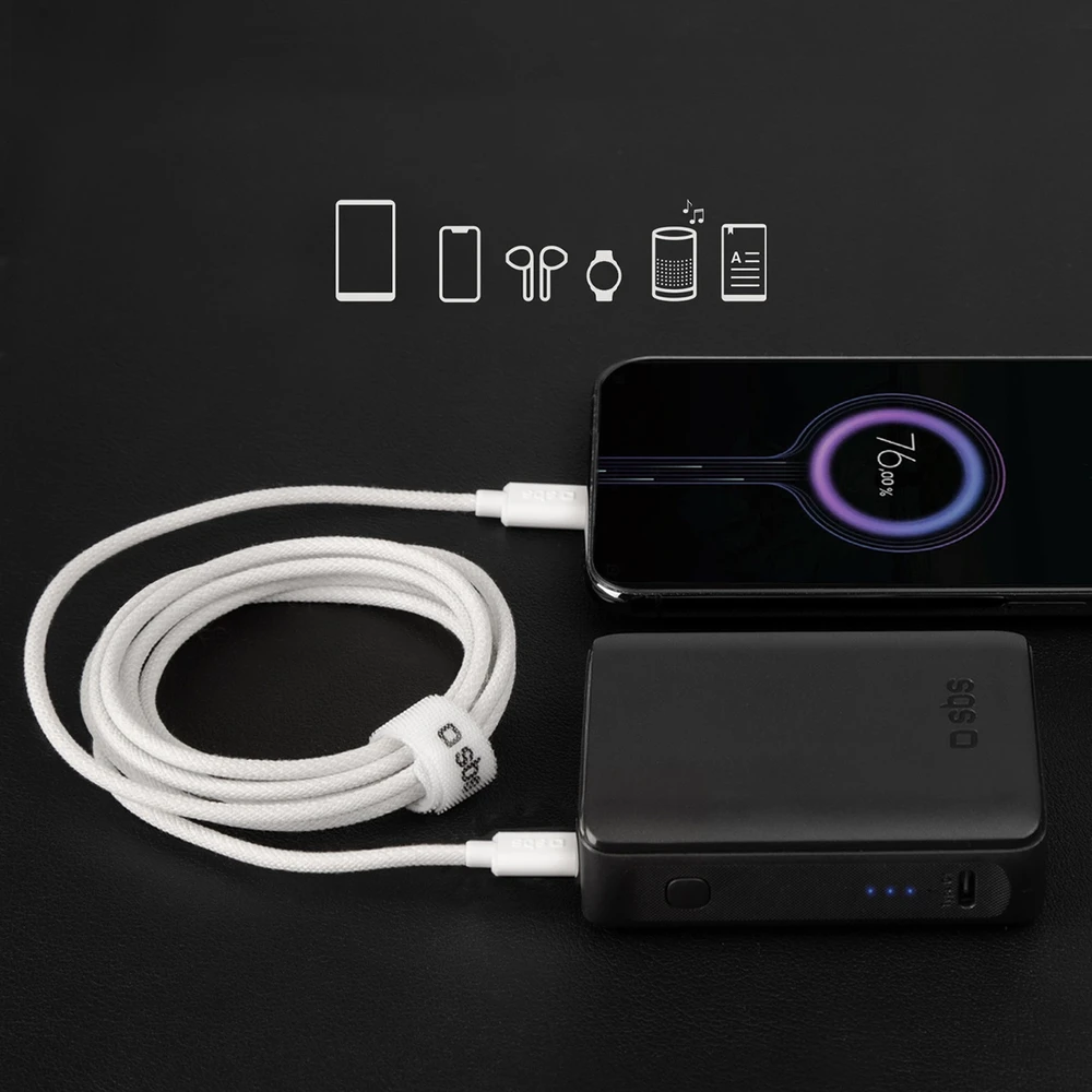 SBS TECABLETISSUETCCG USB-C – USB-C 1.5m 60W pintas kabelis – pilkos spalvos