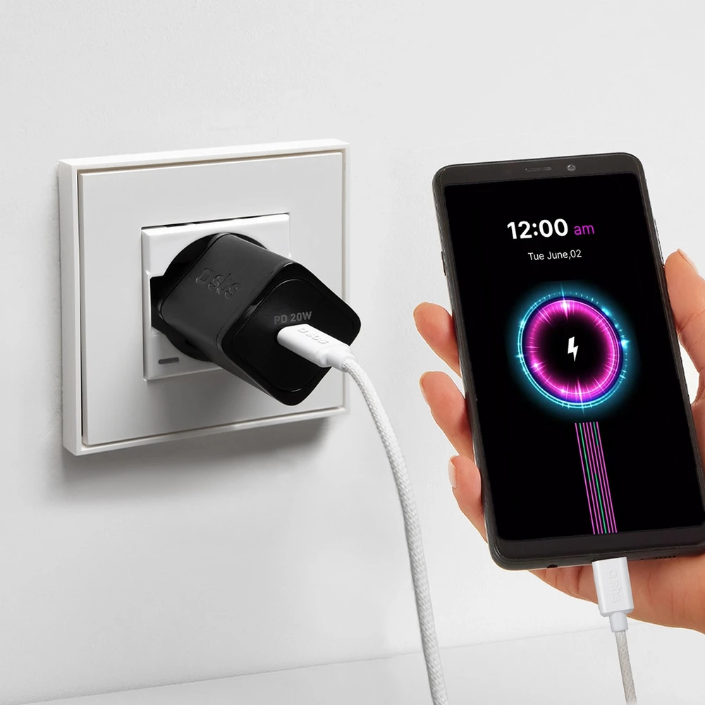 SBS TECABLETISSUETCCG USB-C – USB-C 1.5m 60W pintas kabelis – pilkos spalvos