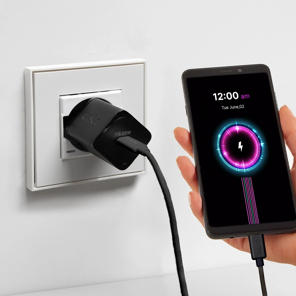 SBS TECABLETISSUETCK USB-C – USB-C 1.5m 60W pintas kabelis – juodos spalvos