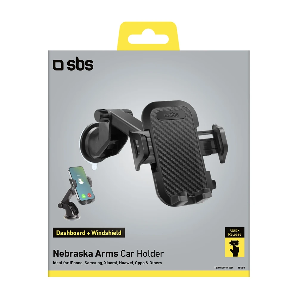 SBS Teleskopinis automobilinis laikiklis with suction cup juodos spalvos