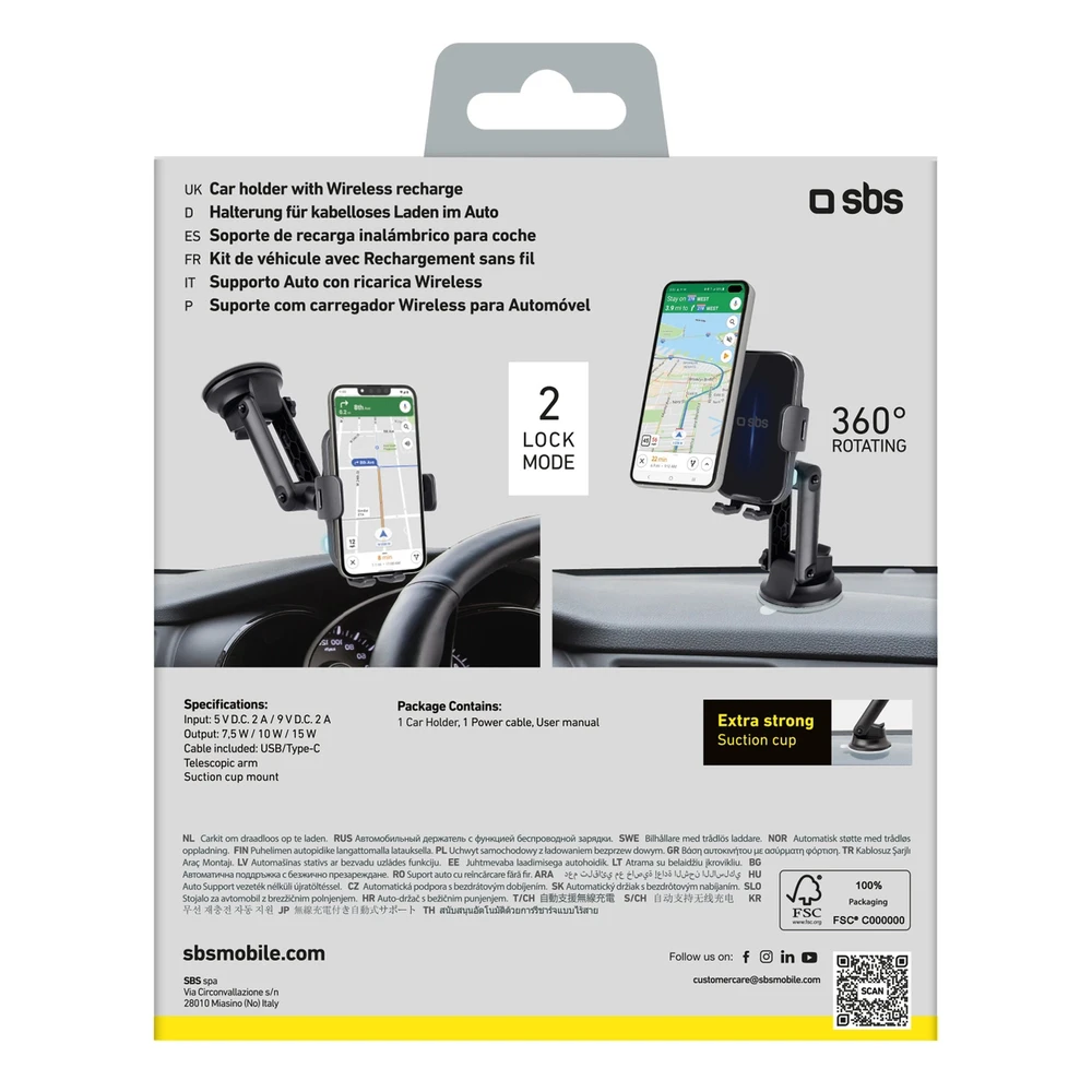 SBS TESUPEXTWIR15W 15W Wireless Charger Holder - Juodas