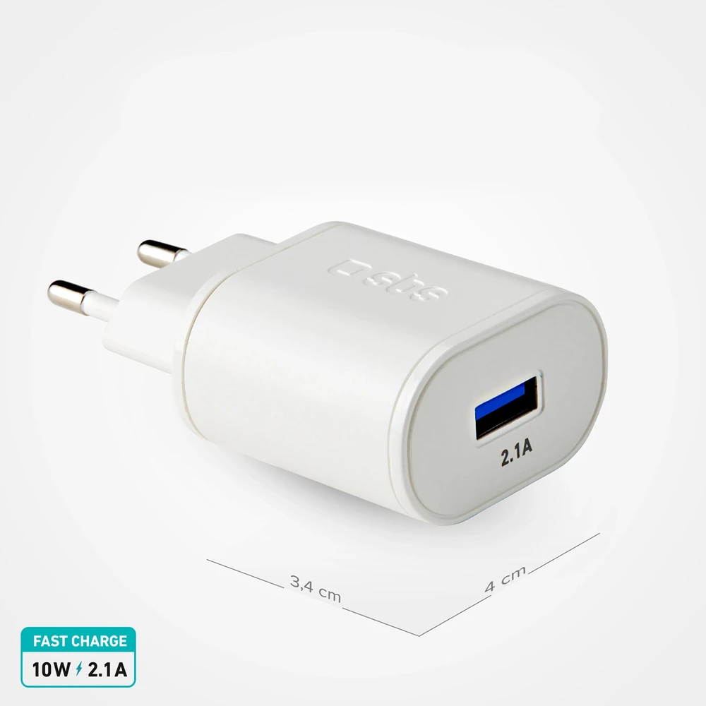 SBS TETR1USB2AWFAST 10W USB-A laidinis įkroviklis – baltos spalvos