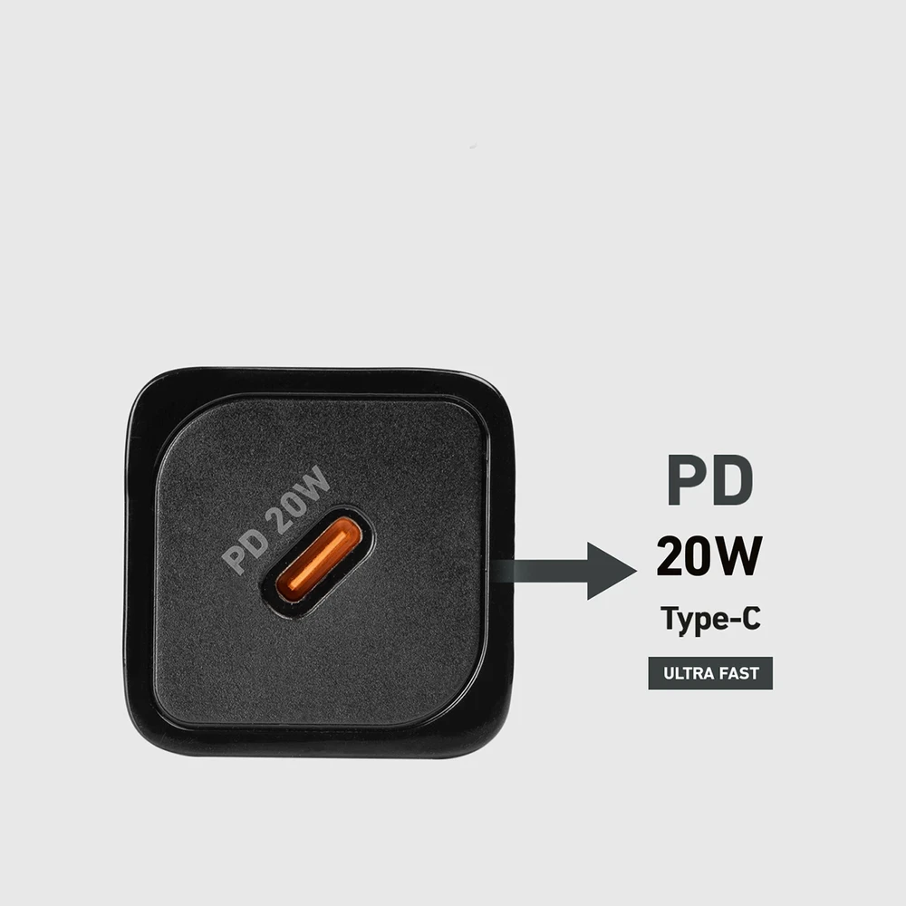 SBS TETRGAN1C20K 20W GaN USB-C laidinis įkroviklis su Power Delivery – juodos spalvos