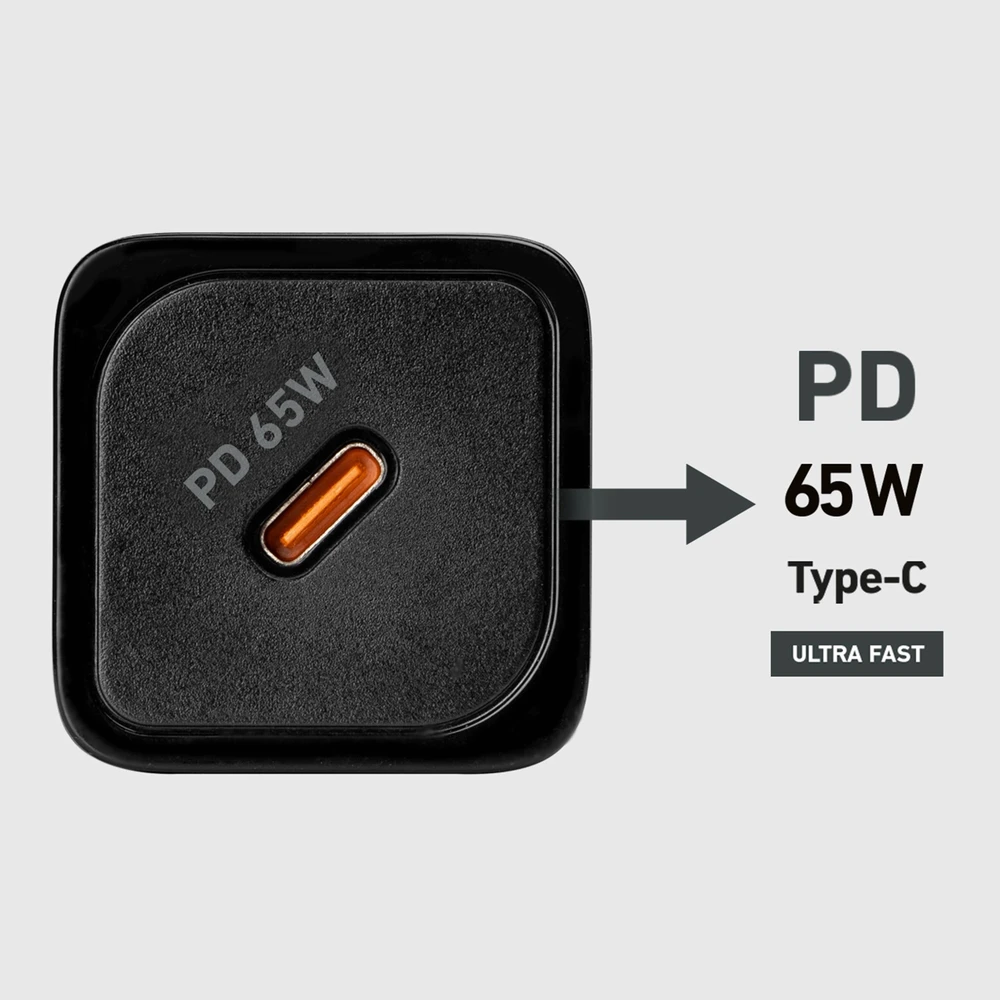 SBS TETRGAN1C65W 65W GaN Power Delivery įkroviklis – juodos spalvos