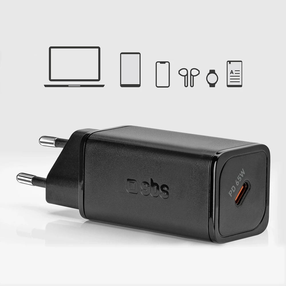 SBS TETRGAN1C65W 65W GaN Power Delivery įkroviklis – juodos spalvos