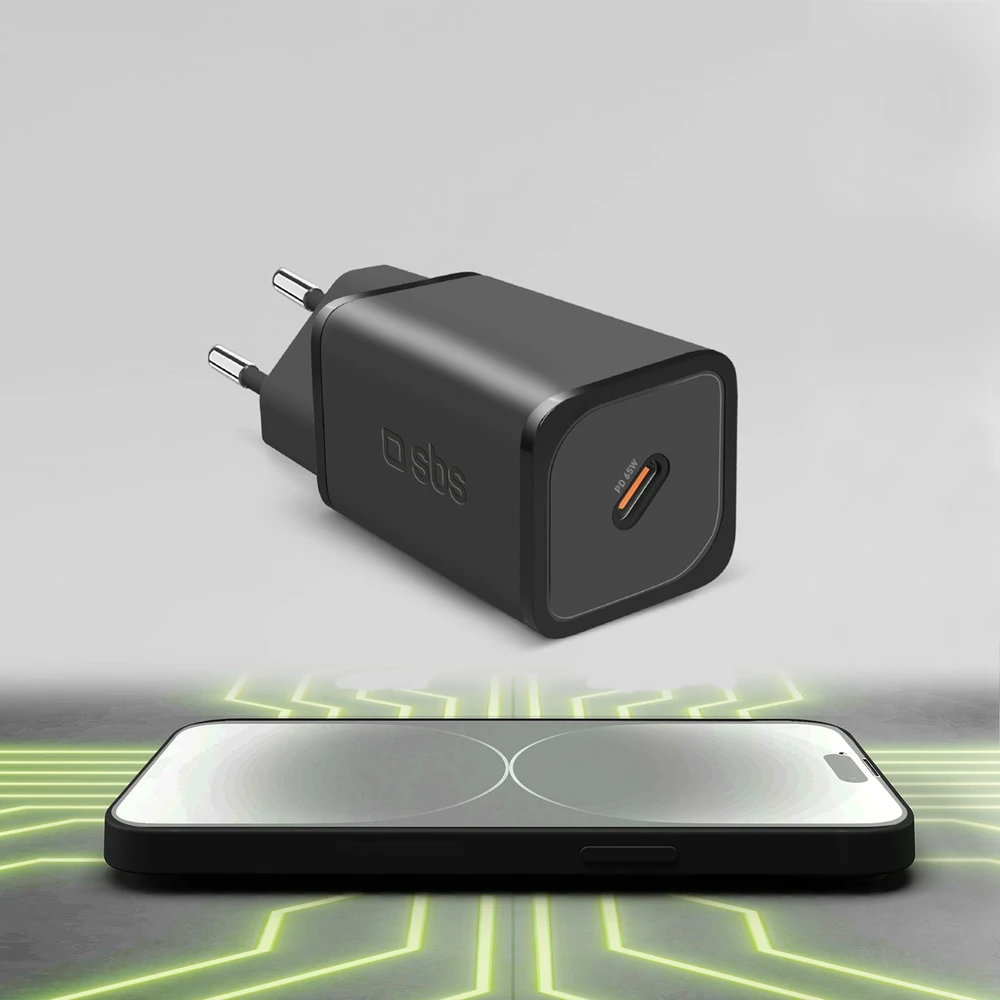 SBS TETRGAN1C65W 65W GaN Power Delivery įkroviklis – juodos spalvos