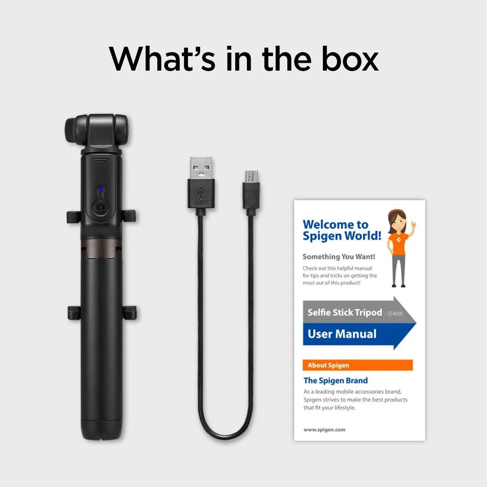 Spigen Selfiestick Tripod S540W juodos spalvos Bluetooth 000SS24111