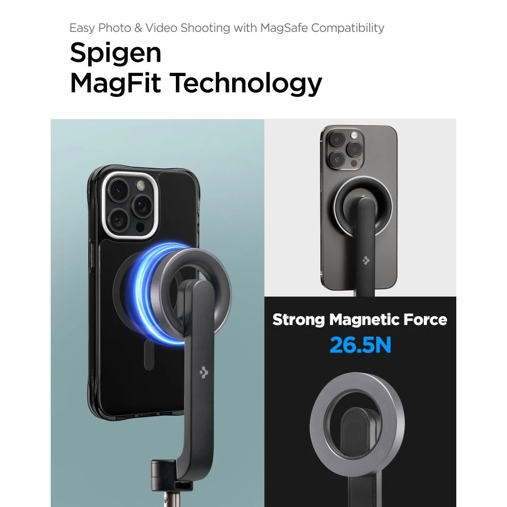 Spigen S570W MagSafe Bluetooth Selfie Stick Tripod – Išmanusis telefonas stand / selfie stick holder Juodas
