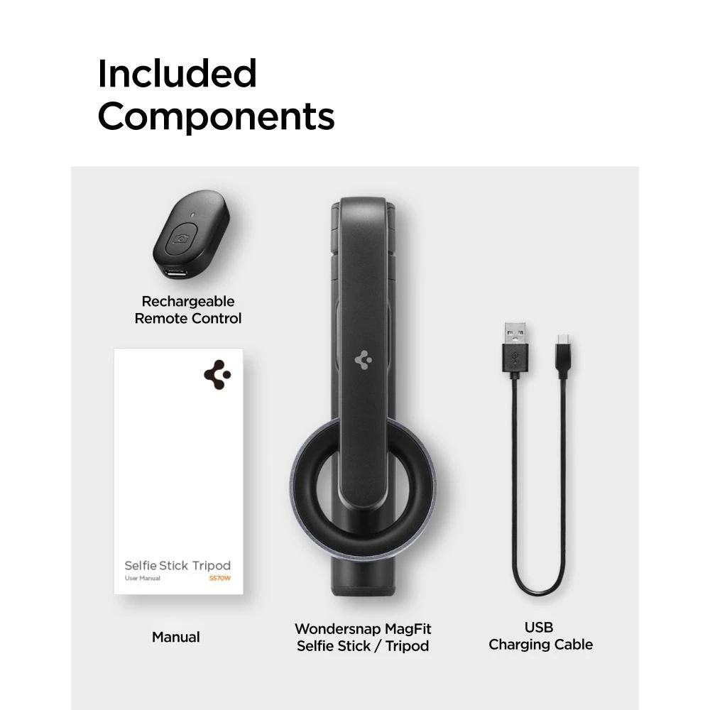 Spigen S570W MagSafe Bluetooth Selfie Stick Tripod – Išmanusis telefonas stand / selfie stick holder Juodas