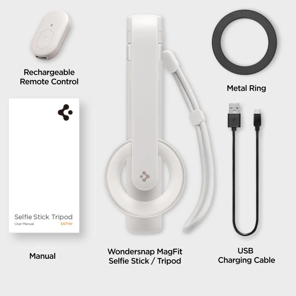 Asmenukių lazda Spigen S571W MagSafe Bluetooth with tripod – juodos spalvos