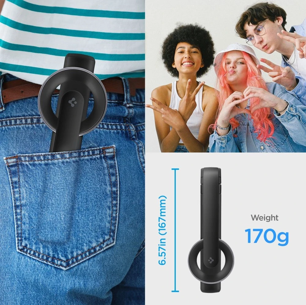 Asmenukių lazda Spigen S571W MagSafe Bluetooth with tripod – juodos spalvos