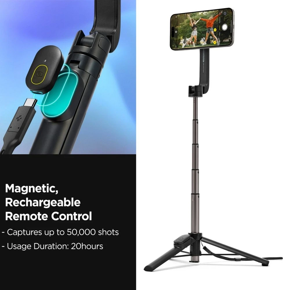 Asmenukių lazda Spigen S571W MagSafe Bluetooth with tripod – juodos spalvos