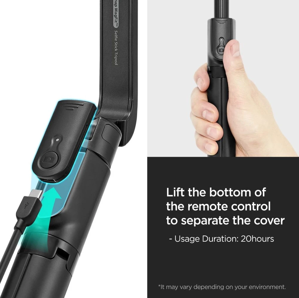 Spigen S580W MagSafe Bluetooth asmenukių lazda su trikoju – juodos spalvos