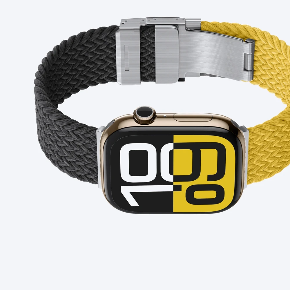 Set of 2 AmazingThing Blend Band skirta Apple Watch 45/46/49mm - geltonos spalvos-juodos spalvos/juodos spalvos