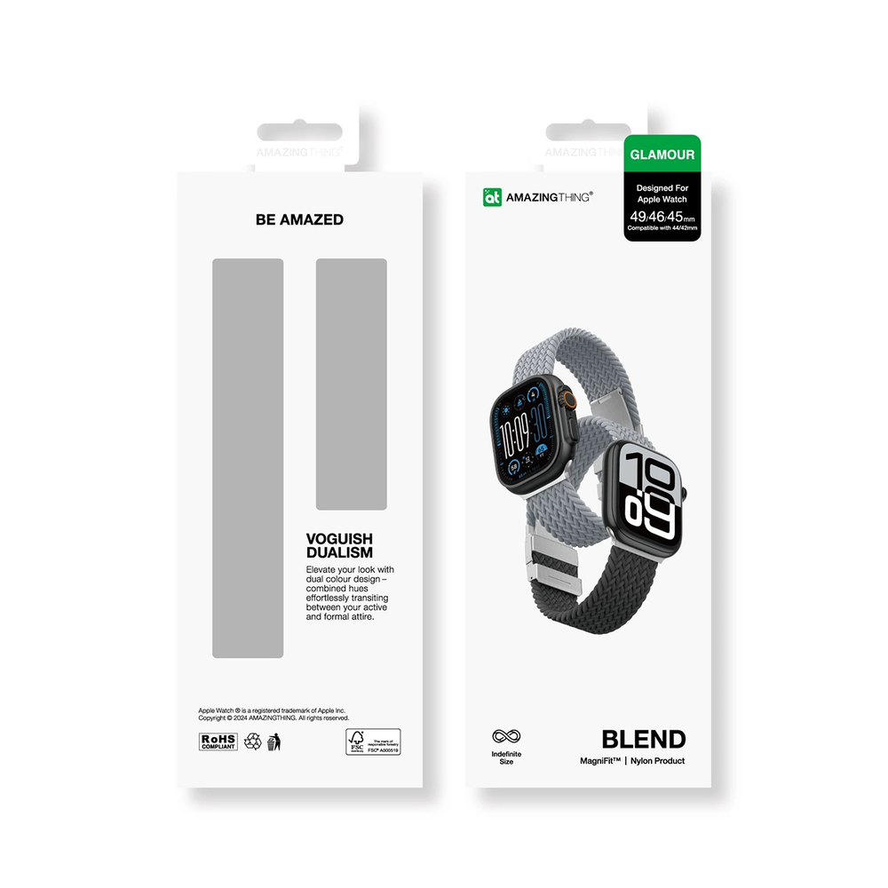 Set of 2 AmazingThing Blend Band for Watch 45/46/49mm – Pilkas-Juodas/Pilkas