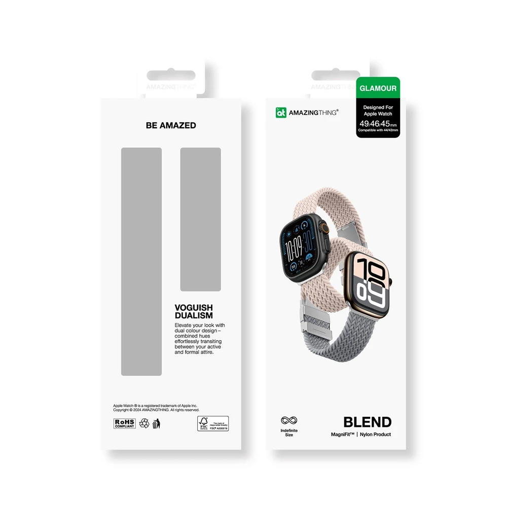 Set of 2 AmazingThing Blend Band for Apple Watch 45/46/49mm – Rožinė-Gray/Rožinė