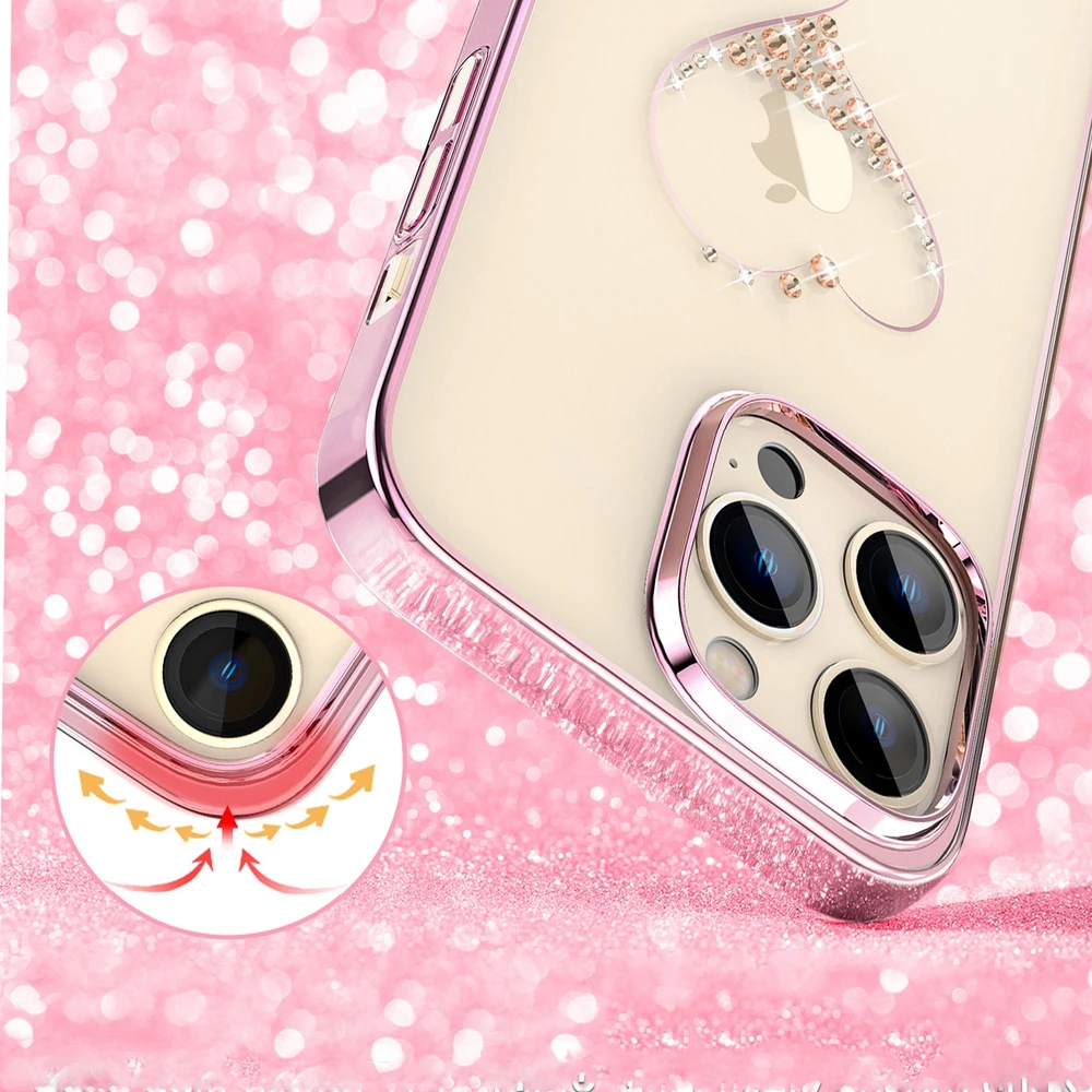 Silicone with Swarovski crystals Kingxbar Wish Series iPhone 14 Plus – dėklas telefonui rožinės spalvos