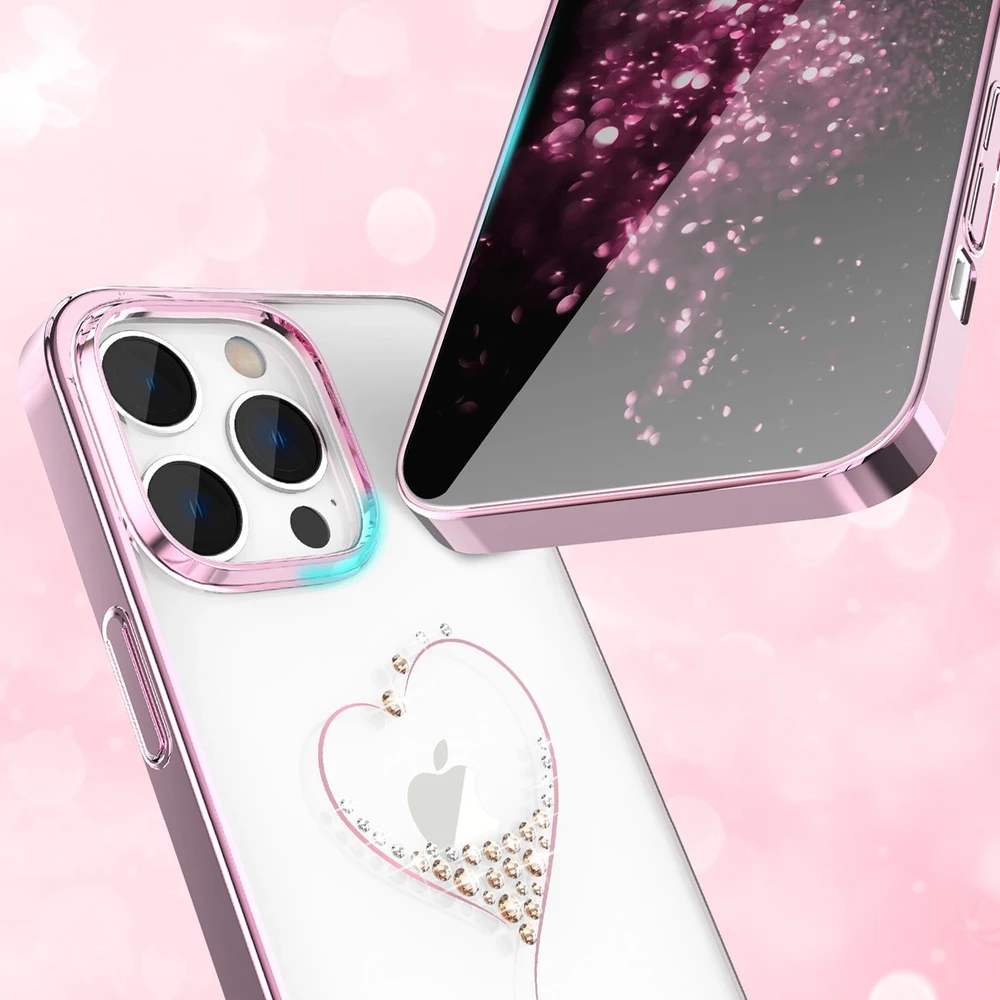 Silicone with Swarovski crystals Kingxbar Wish Series iPhone 14 Plus – dėklas telefonui rožinės spalvos