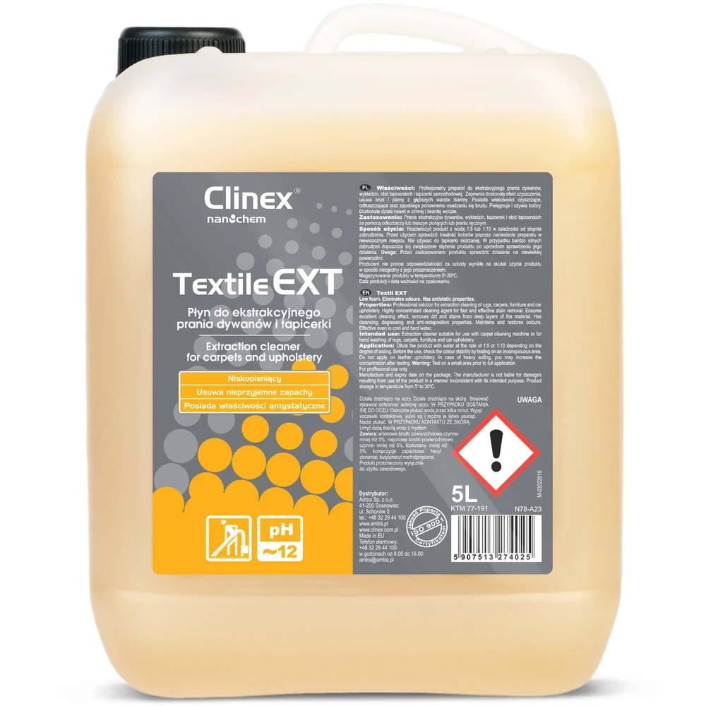 CLINEX Textile EXT 5L valymo priemonė su technine etikete