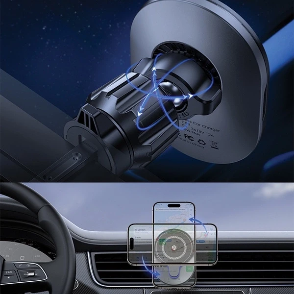 SODI rotacinis laikiklis indukcinis C50 juodos spalvos 15W MagSafe