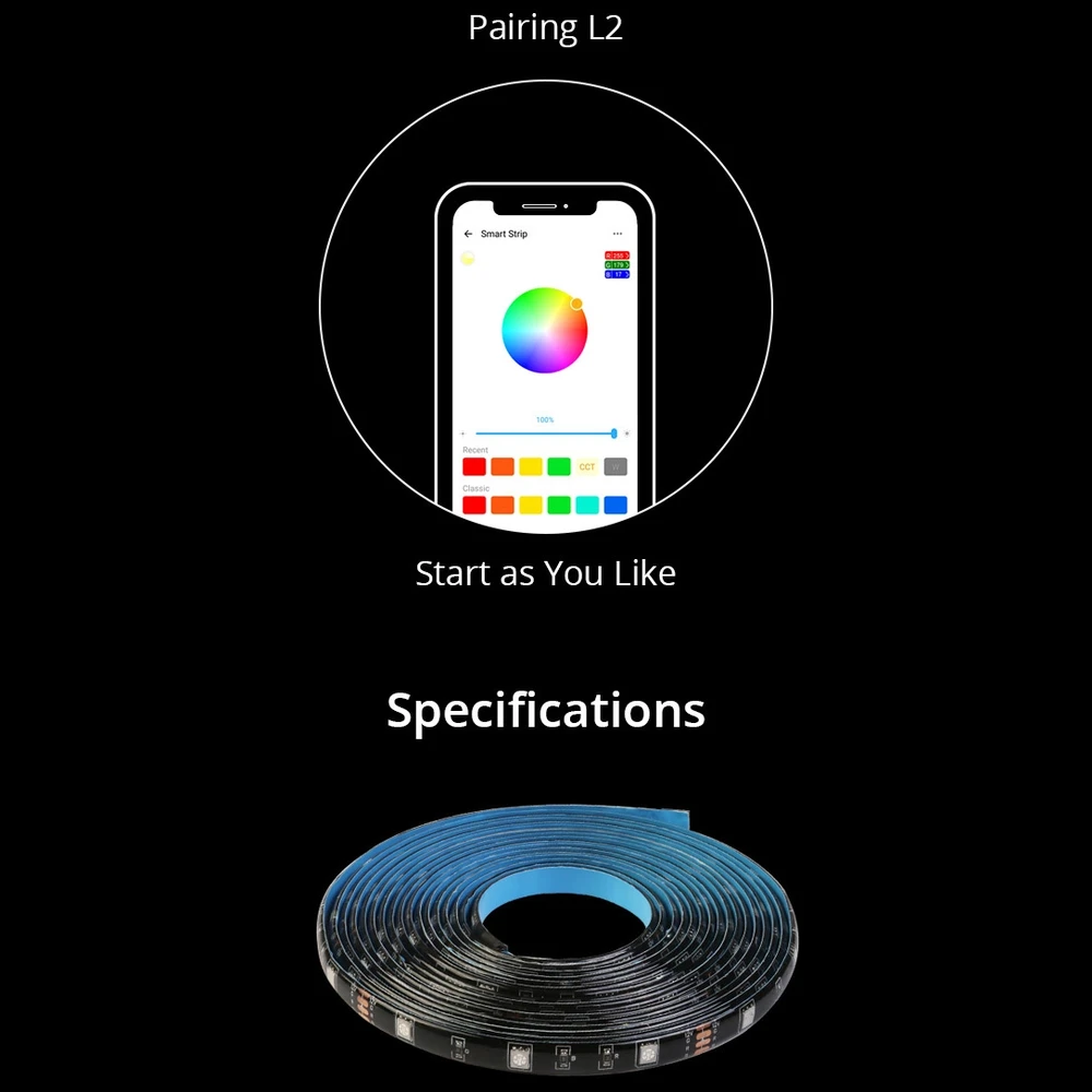 SONOFF L2 Wifi LED juostos komplektas 2 metrų ilgumo (Wifi, Bluetooth)