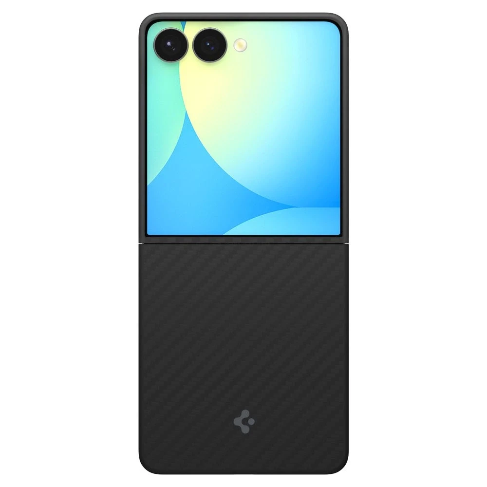 Juodas (Aramid) dėklas Samsung Galaxy Z Flip 7 telefonui „Spigen Airskin”