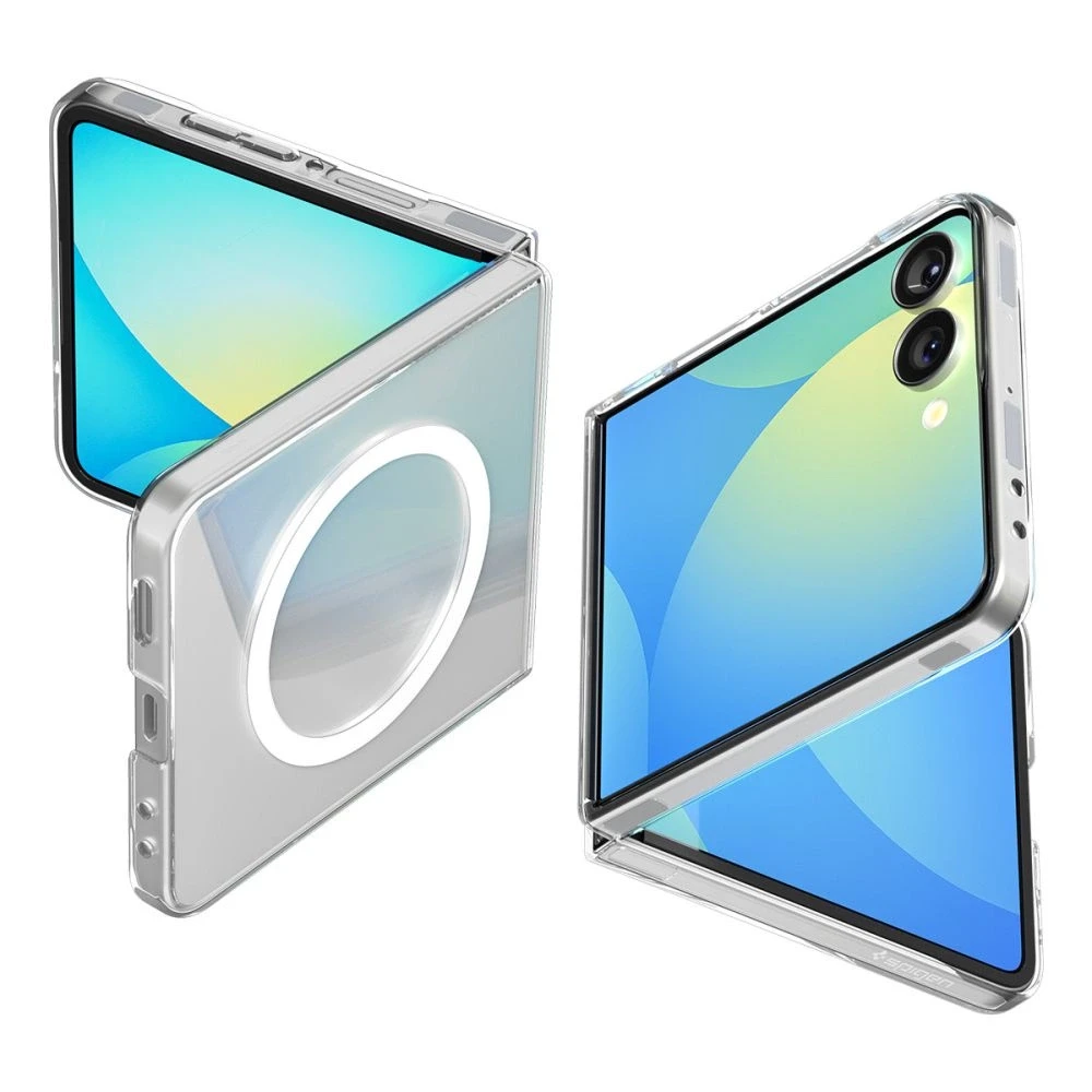 Dėklas Spigen AirSkin Mag MagSafe Samsung Galaxy Z Flip 7 Crystal skaidrus ir baltos spalvos