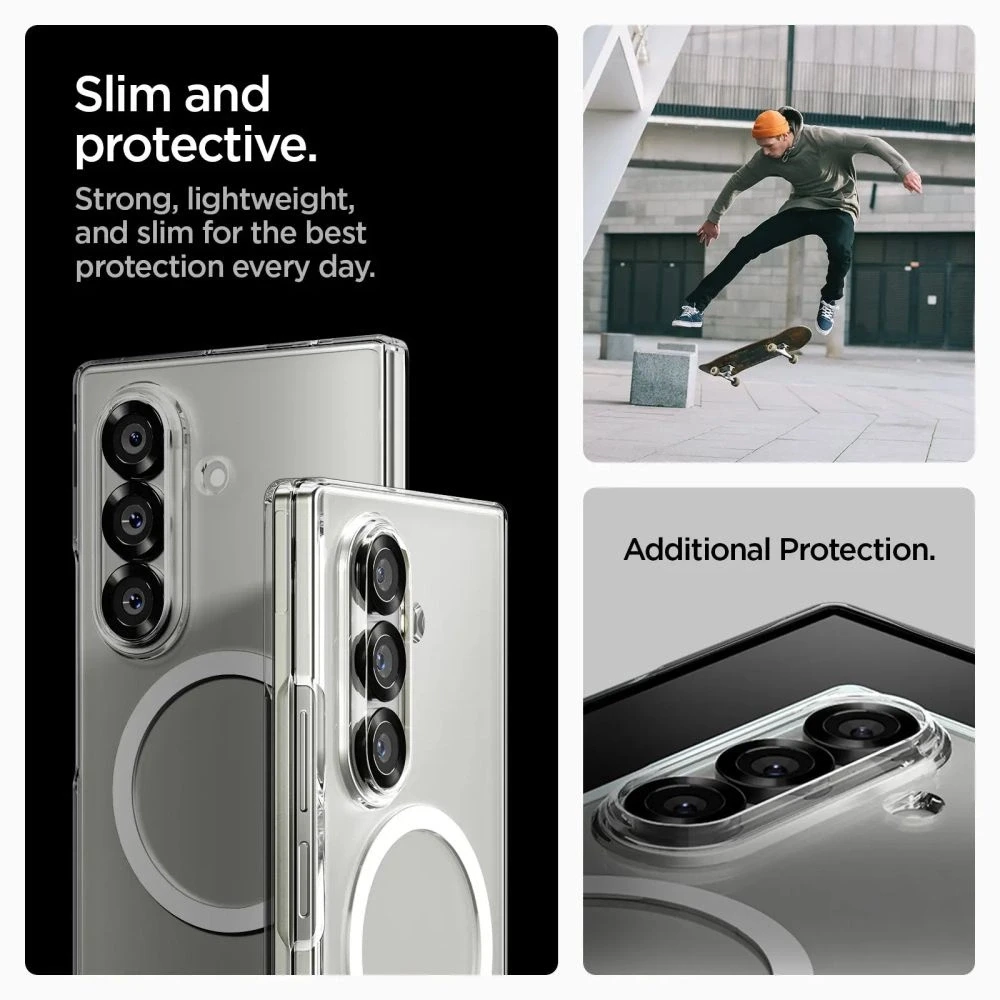 Dėklas Spigen AirSkin Mag MagSafe Samsung Galaxy Z Fold 7 Crystal baltos spalvos ir skaidrus