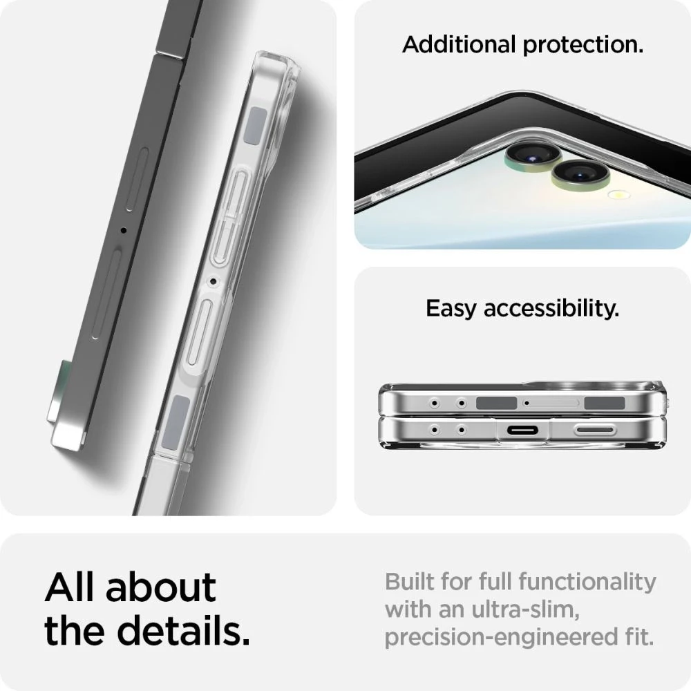 Dėklas Spigen AirSkin Mag MagSafe Samsung Galaxy Z Flip 7 Crystal skaidrus ir baltos spalvos