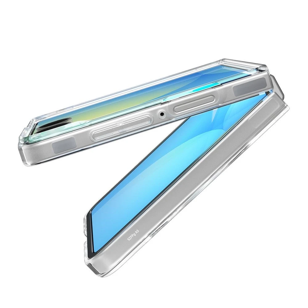 Dėklas Spigen AirSkin Mag MagSafe Samsung Galaxy Z Flip 7 Crystal skaidrus ir baltos spalvos